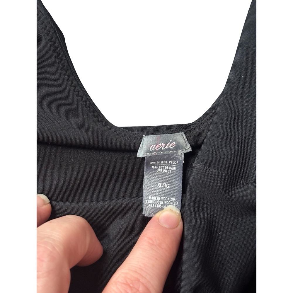 Aerie Black Scoop Neck One-Piece Swimsuit - Picture 3 of 4
